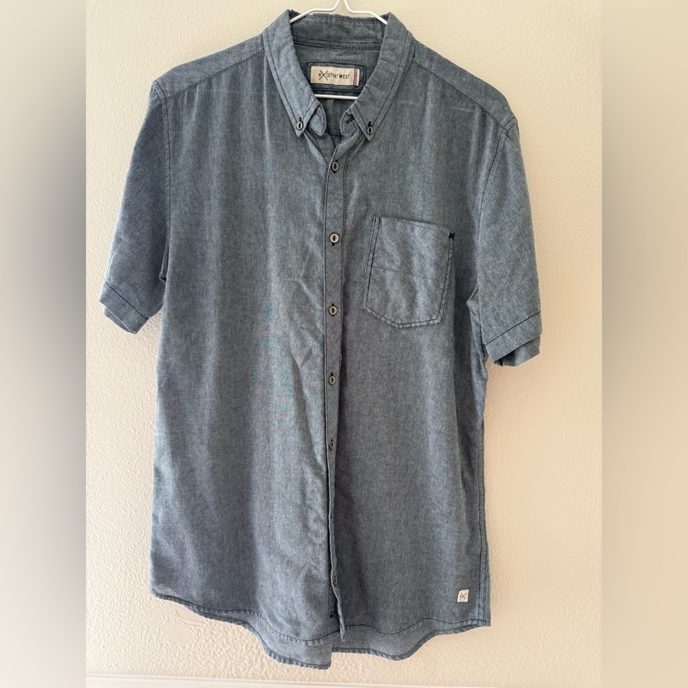 Men's Casual Blue Button-Down Shirt
